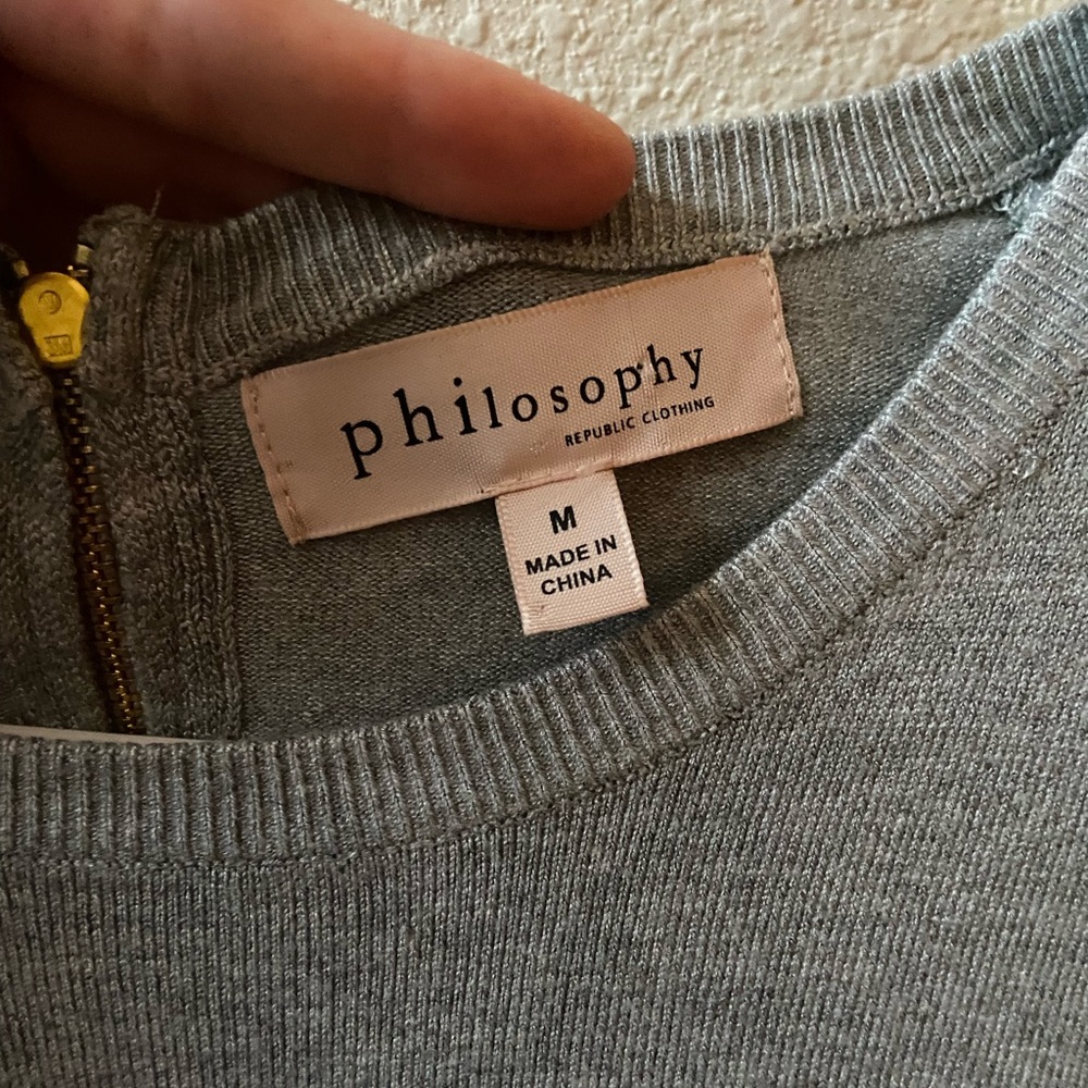 Philosophy Short Sleeved Cardigan with Gold Back Zip